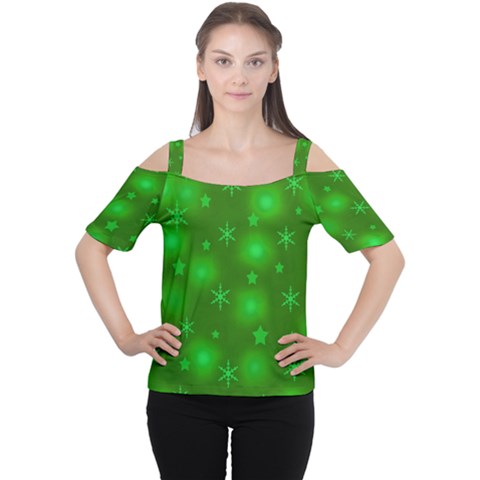 Green Xmas Design Women s Cutout Shoulder Tee by Valentinaart