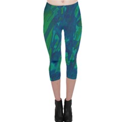 Green And Blue Design Capri Leggings  by Valentinaart