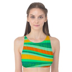 Green And Orange Decorative Design Tank Bikini Top by Valentinaart