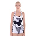 Blackandwhite Mickey Icecream Boyleg Halter Swimsuit  View1