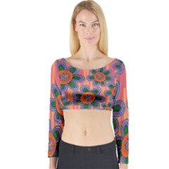 Colorful Floral Dream Long Sleeve Crop Top (tight Fit) by DanaeStudio