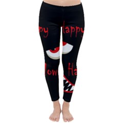 Happy Halloween - Red Eyes Monster Winter Leggings  by Valentinaart