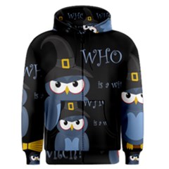 Halloween Witch - Blue Owl Men s Zipper Hoodie by Valentinaart