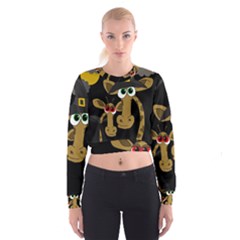 Giraffe Halloween Party Women s Cropped Sweatshirt by Valentinaart