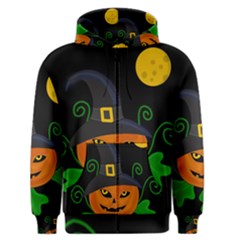 Halloween Witch Pumpkin Men s Zipper Hoodie by Valentinaart