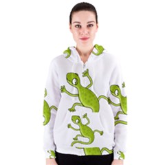 Green Lizard Women s Zipper Hoodie by Valentinaart