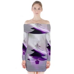 Purple Christmas Tree Long Sleeve Off Shoulder Dress