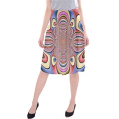 Pastel Shades Ornamental Flower Midi Beach Skirt