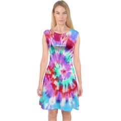 Tie-dye Capsleeve Midi Dress by Wanni