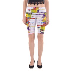 Crazy Multicolored Double Running Splashes Yoga Cropped Leggings by EDDArt