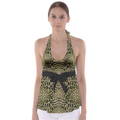 Brown Reptile Babydoll Tankini Top