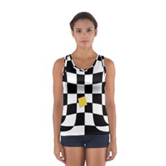 Dropout Yellow Black And White Distorted Check Women s Sport Tank Top  by designworld65