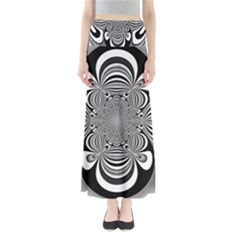 Black And White Ornamental Flower Maxi Skirts