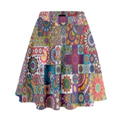 Ornamental Mosaic Background High Waist Skirt