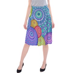 India Ornaments Mandala Balls Multicolored Midi Beach Skirt by EDDArt