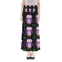 Halloween Purple Owls Pattern Maxi Skirts