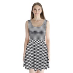 Sports Racing Chess Squares Black White Split Back Mini Dress 