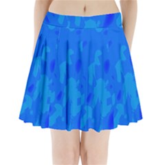 Simple Blue Pleated Mini Skirt