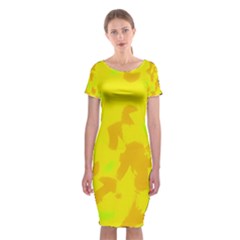 Simple Yellow Classic Short Sleeve Midi Dress