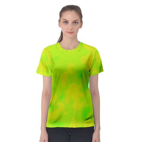 Simple Yellow And Green Women s Sport Mesh Tee by Valentinaart