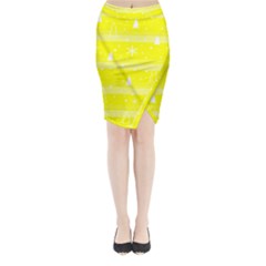 Yellow Xmas Midi Wrap Pencil Skirt