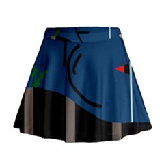 Abstract Night Landscape Mini Flare Skirt