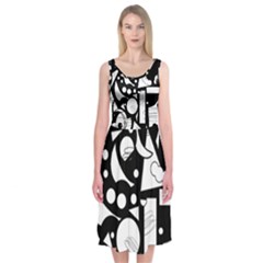 Happy Day - Black And White Midi Sleeveless Dress