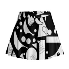 Happy Day - Black And White Mini Flare Skirt