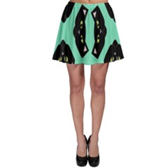 Black Cat Face Pattern Skater Skirt by RanmasterCraft