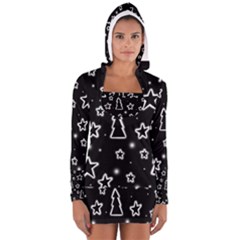 Black And White Xmas Women s Long Sleeve Hooded T-shirt by Valentinaart