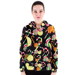 Xmas Candies  Women s Zipper Hoodie by Valentinaart