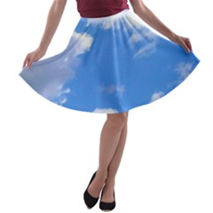 Clouds And Blue Sky A-line Skater Skirt by picsaspassion