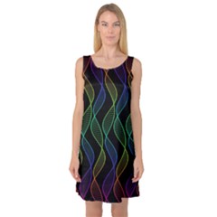 Rainbow Helix Black Sleeveless Satin Nightdress