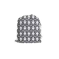 White And Black Elegant Pattern Drawstring Pouches (small) 