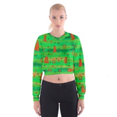 Xmas Magical Design Women s Cropped Sweatshirt