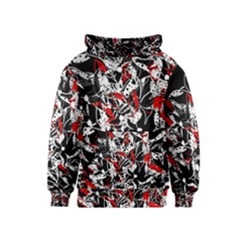 Red Abstract Flowers Kids  Pullover Hoodie by Valentinaart