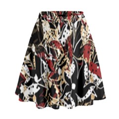 Abstract Floral Design High Waist Skirt