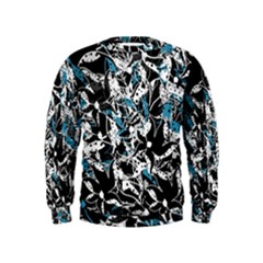 Blue Abstract Flowers Kids  Sweatshirt by Valentinaart