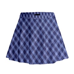 Blue And White Checkered Painting Design  Mini Flare Skirt by GabriellaDavid