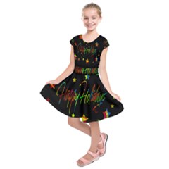 Happy Holidays Kids  Short Sleeve Dress by Valentinaart