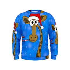 Xmas Giraffe - Blue Kids  Sweatshirt