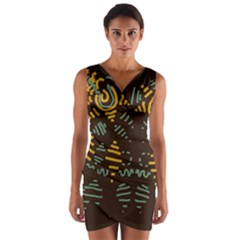 Burst Chocolate Reflected Large Wrap Front Bodycon Dress by momoswave