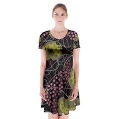 Abstract Garden Short Sleeve V-neck Flare Dress