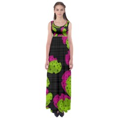 Decorative Leafs  Empire Waist Maxi Dress