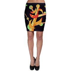 Orange Moon Tree Bodycon Skirt by Valentinaart