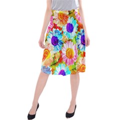 Colorful Daisy Garden Midi Beach Skirt