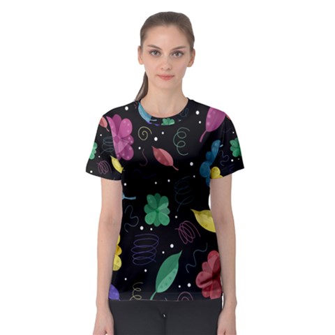 Colorful Floral Design Women s Sport Mesh Tee by Valentinaart