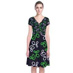 Elegance - Green Short Sleeve Front Wrap Dress