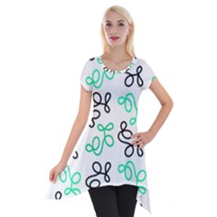 Green Elegance Short Sleeve Side Drop Tunic