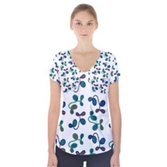 Green Garden Short Sleeve Front Detail Top